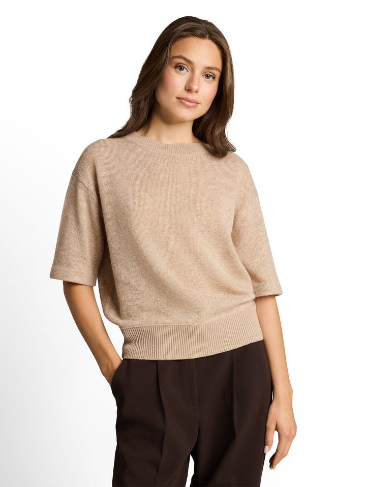 knit cosy shortsleeve sweater, gravel beige melange 40523 Bild 5