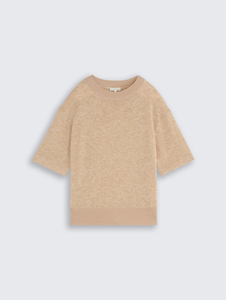 knit cosy shortsleeve sweater, gravel beige melange 40523 Bild 7