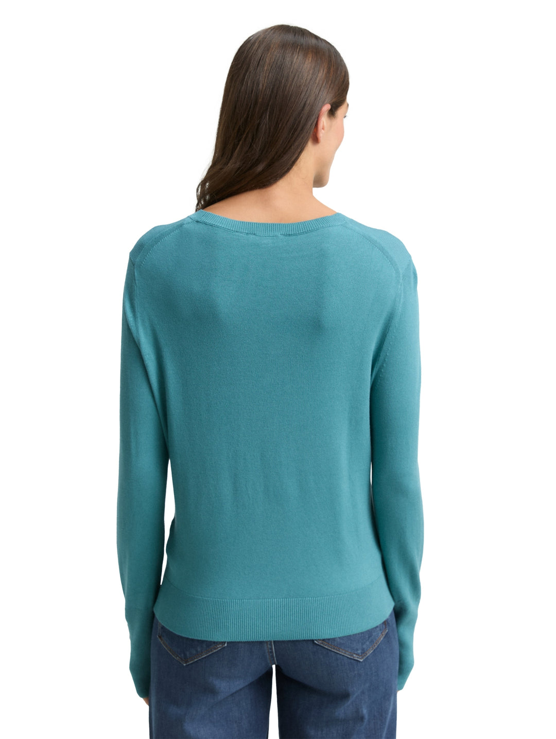 knit crew-neck with button det, tropical teal 31666 Bild 4