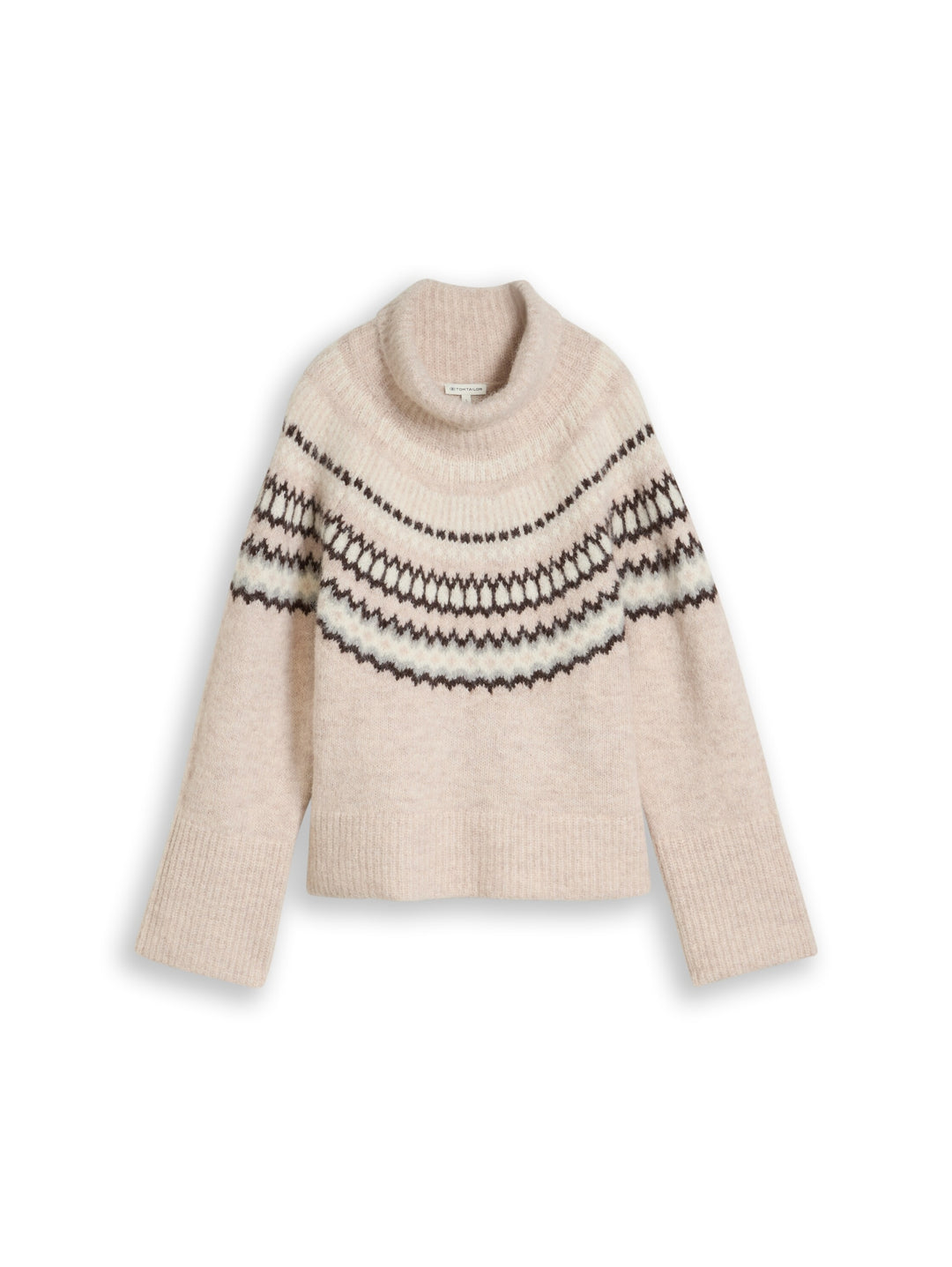 knit hairy fair isle mock-neck, beige grey faire isle 40962 Bild 1