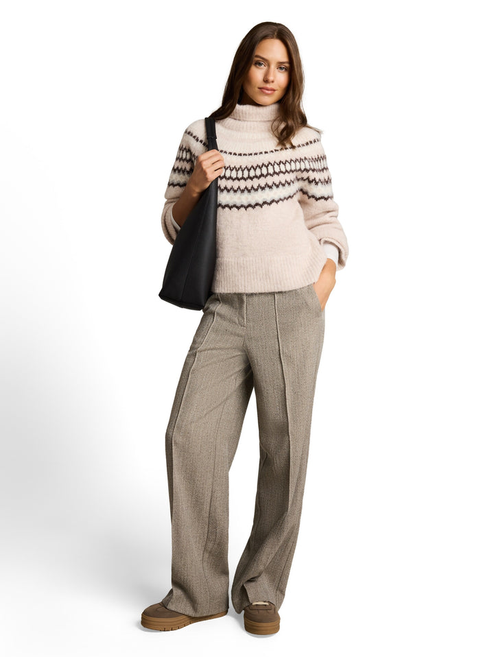 knit hairy fair isle mock-neck, beige grey faire isle 40962 Bild 3