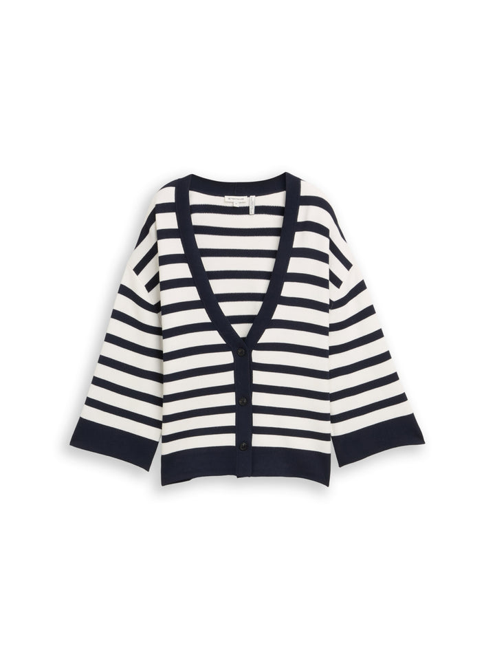 knit milano cardigan, white sky blue knit stripe 39914 Bild 1