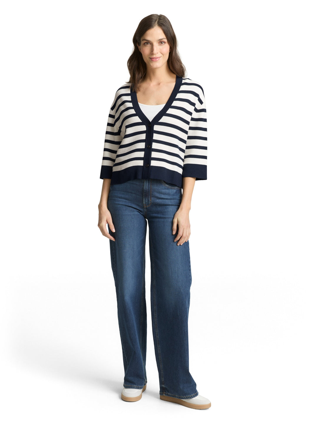 knit milano cardigan, white sky blue knit stripe 39914 Bild 3