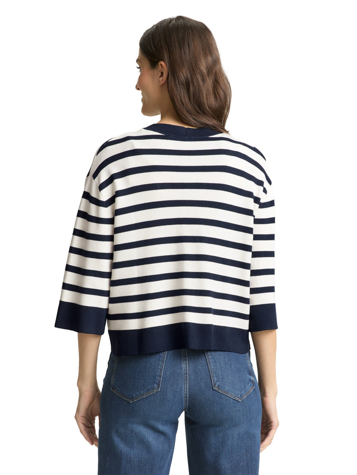 knit milano cardigan, white sky blue knit stripe 39914 Bild 4