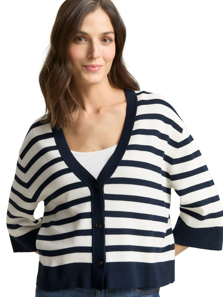knit milano cardigan, white sky blue knit stripe 39914 Bild 6