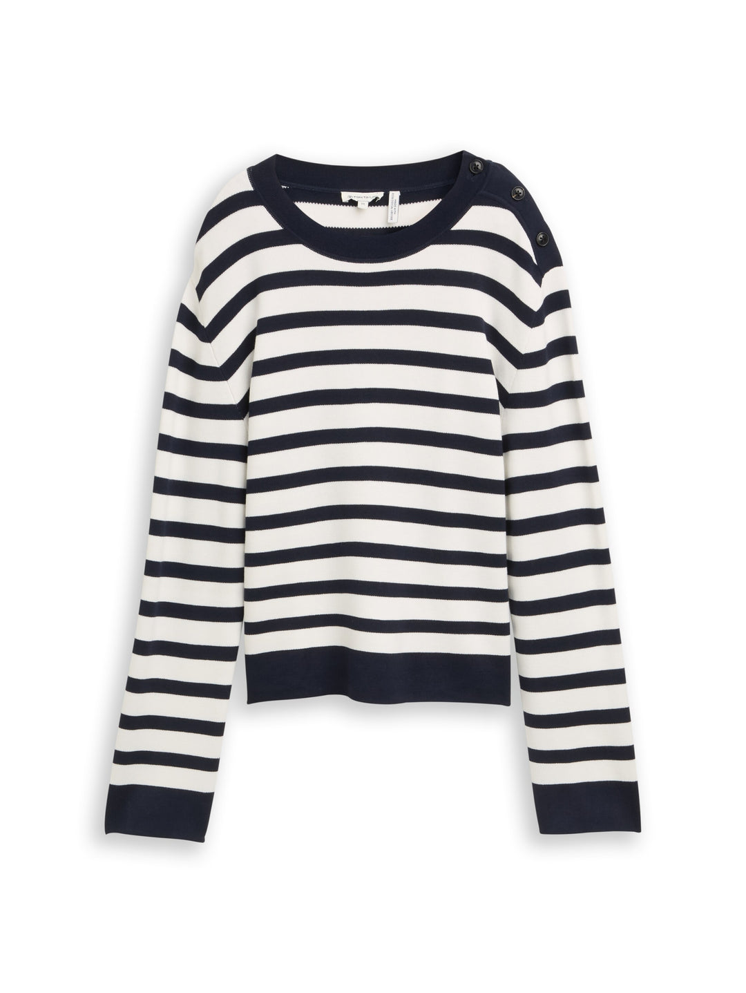 knit milano sweater with butto, white sky blue knit stripe 39914 Bild 1