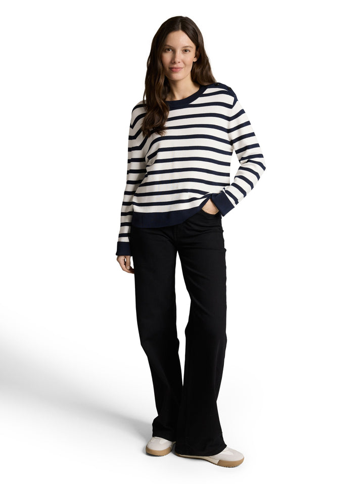 knit milano sweater with butto, white sky blue knit stripe 39914 Bild 3