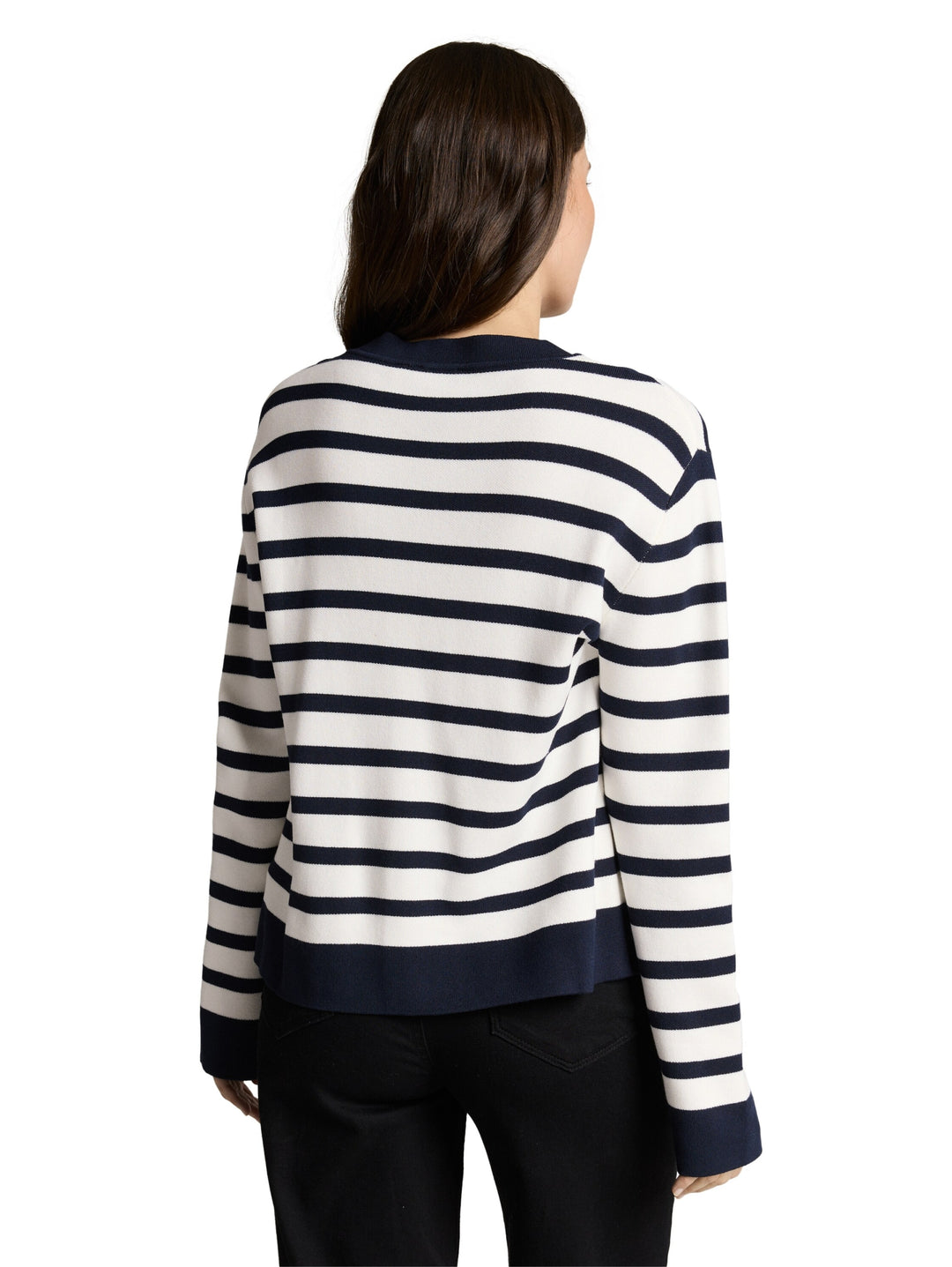 knit milano sweater with butto, white sky blue knit stripe 39914 Bild 4