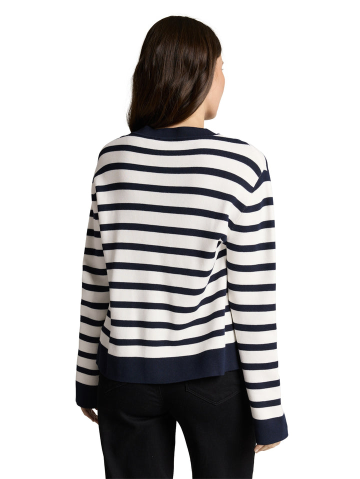 knit milano sweater with butto, white sky blue knit stripe 39914 Bild 4
