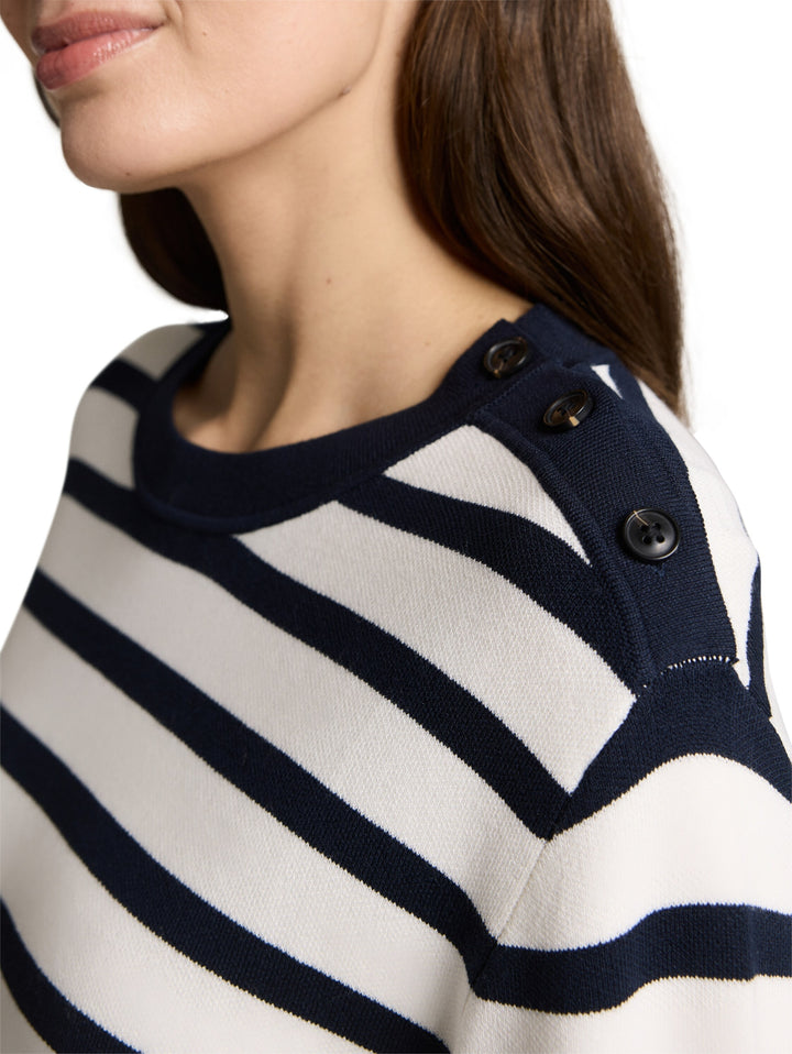 knit milano sweater with butto, white sky blue knit stripe 39914 Bild 5