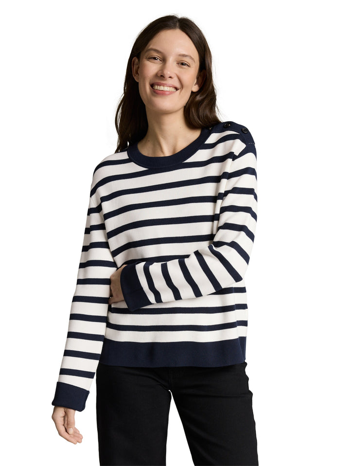 knit milano sweater with butto, white sky blue knit stripe 39914 Bild 6