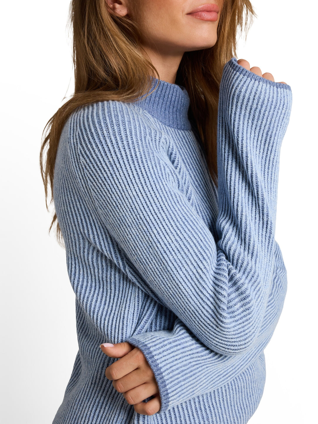 knit plaited rib crewneck, fern blue structure 41145 Bild 7