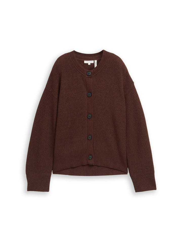 knit rib cardigan, dark pecan brown melange 39062 Bild 1