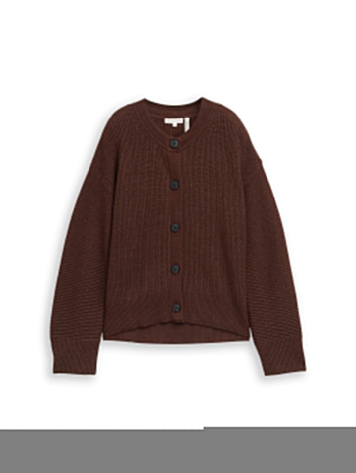 knit rib cardigan, dark pecan brown melange 39062 Bild 1