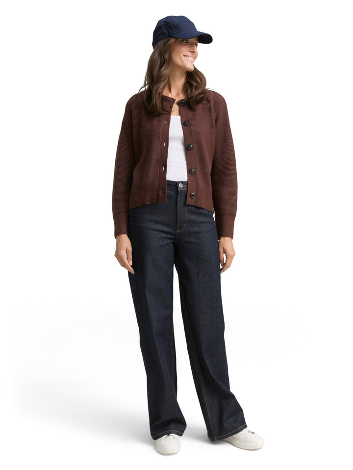knit rib cardigan, dark pecan brown melange 39062 Bild 3