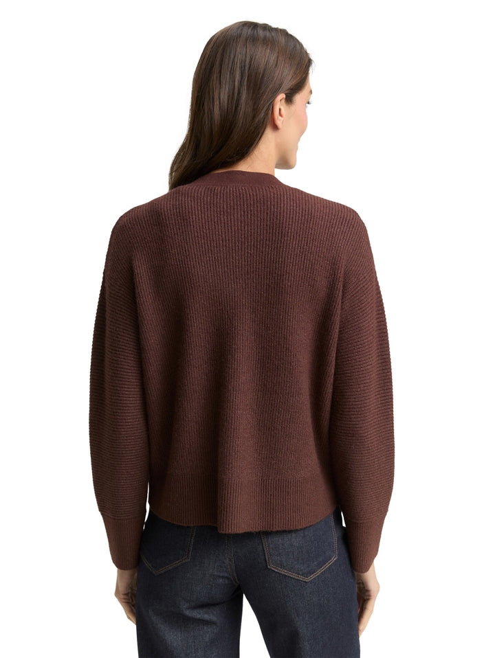 knit rib cardigan, dark pecan brown melange 39062 Bild 4