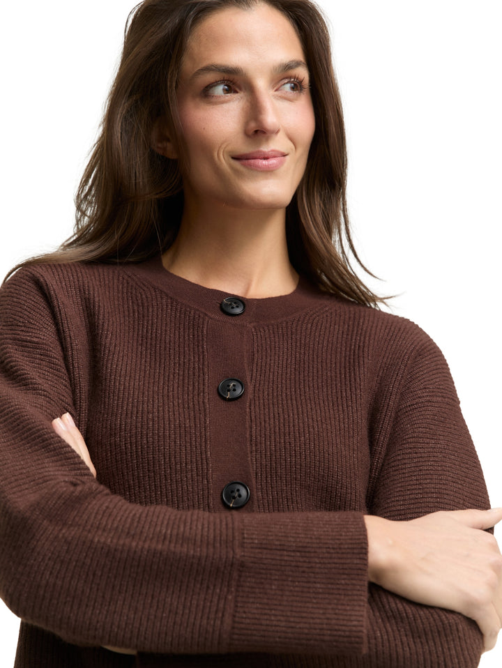 knit rib cardigan, dark pecan brown melange 39062 Bild 6