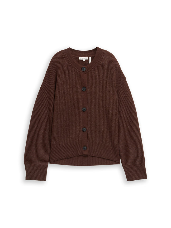 knit rib cardigan, dark pecan brown melange 39062 Bild 7