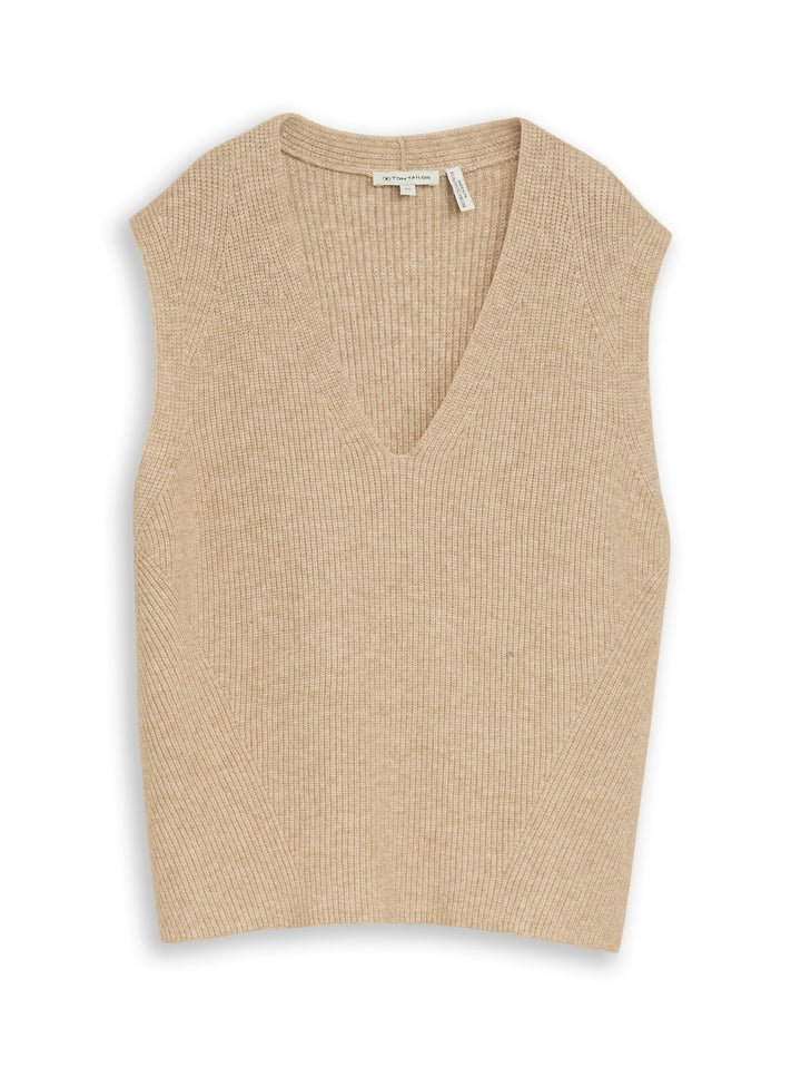 knit rib vest, gravel beige melange 40523 Bild 1