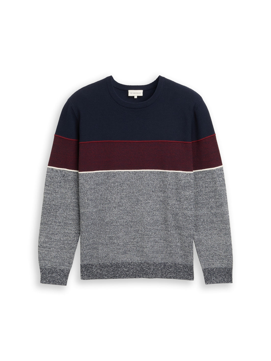 knit stripe crew neck pullover, navy red white stripe 39273 Bild 1