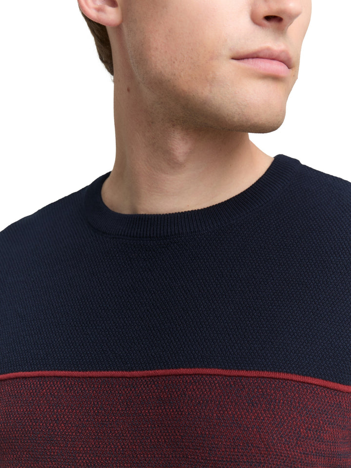 knit stripe crew neck pullover, navy red white stripe 39273 Bild 6