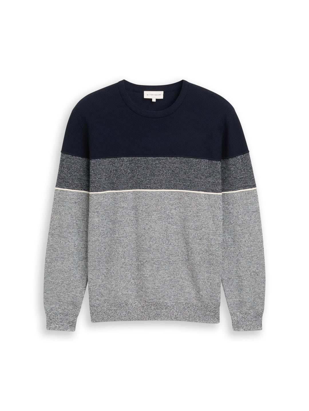knit stripe crew neck pullover, navy offwhite white stripe 39275 Bild 1