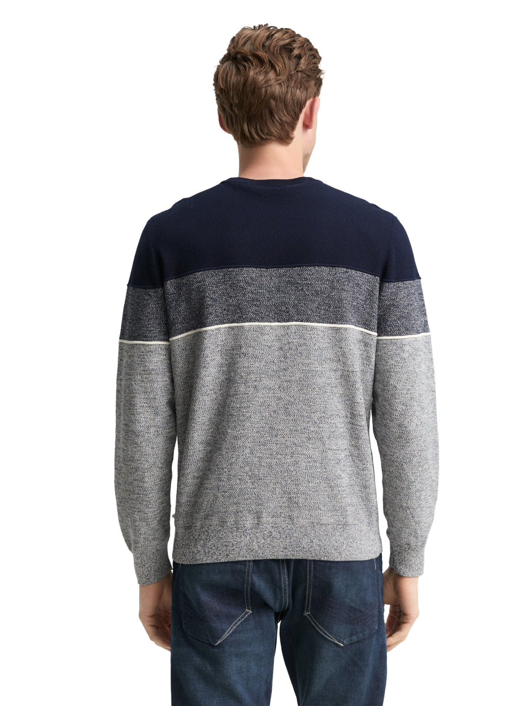 knit stripe crew neck pullover, navy offwhite white stripe 39275 Bild 4