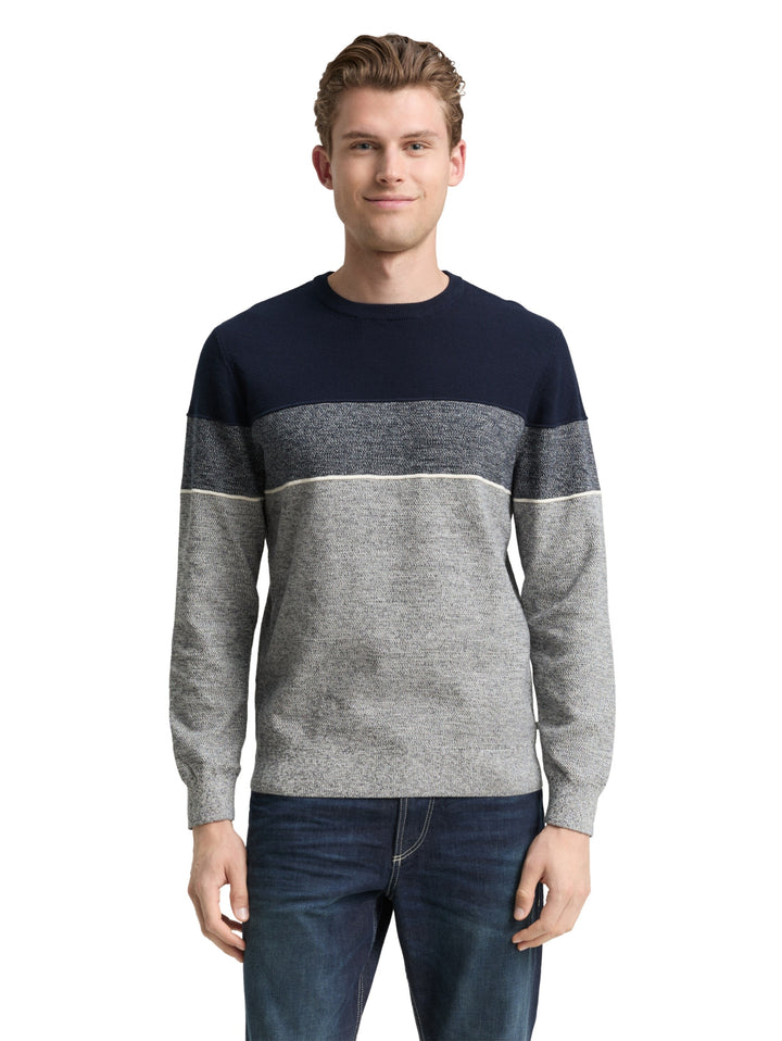 knit stripe crew neck pullover, navy offwhite white stripe 39275 Bild 6