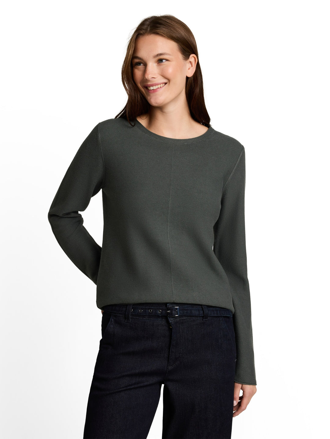 knit structure crewneck, Darkest Olive 14406 Bild 5