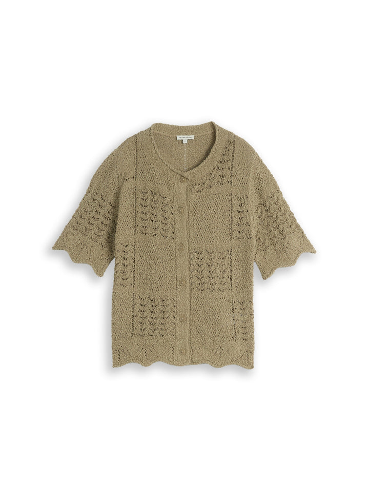 Knit structure mix cardigan, Silver Olive 11863 Bild 1