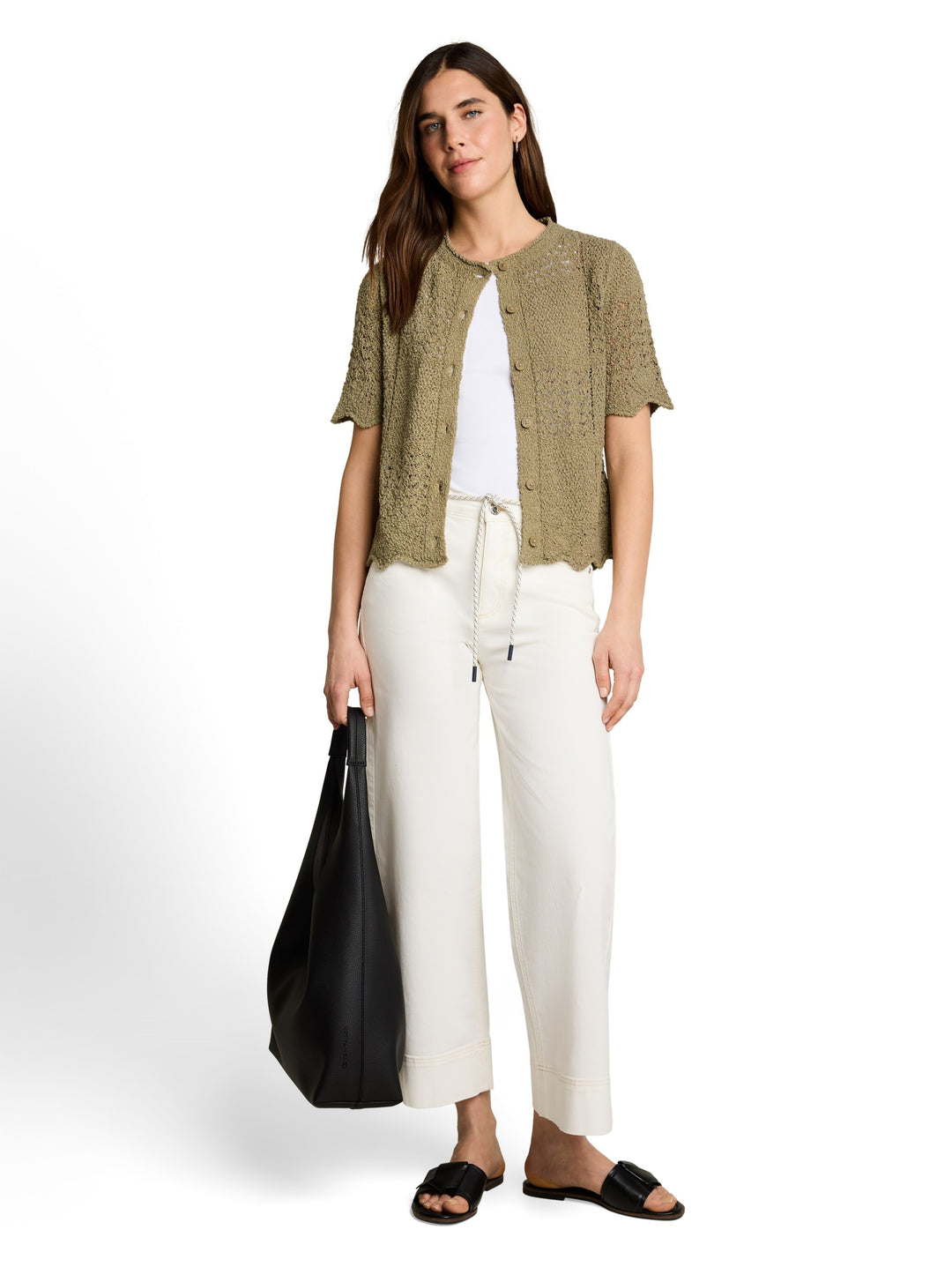 Knit structure mix cardigan, Silver Olive 11863 Bild 3