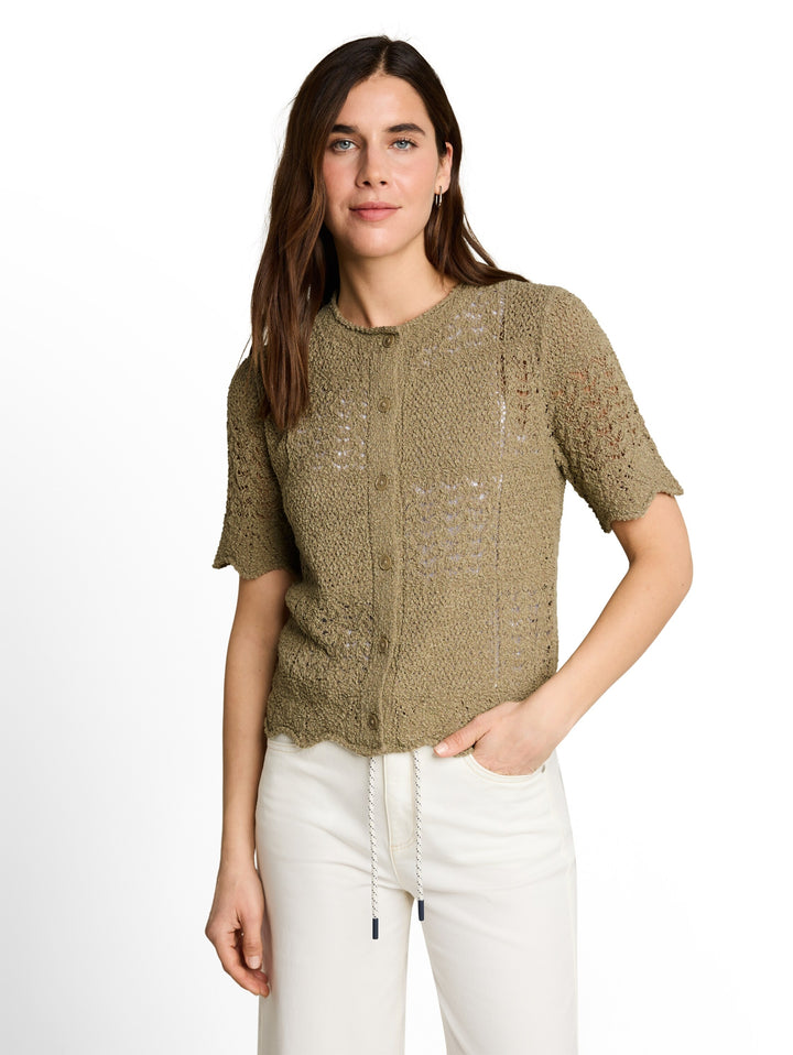 Knit structure mix cardigan, Silver Olive 11863 Bild 5