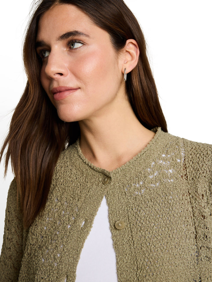 Knit structure mix cardigan, Silver Olive 11863 Bild 6