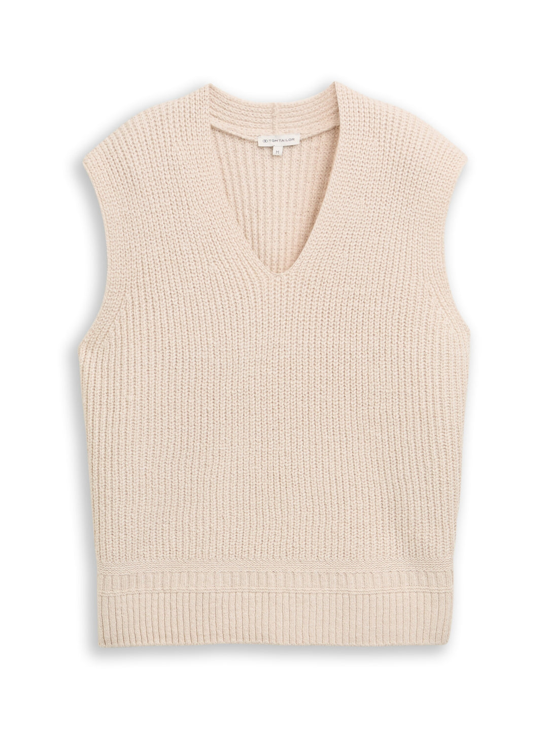 knit v-neck vest, sand stone beige melange 36844 Bild 1