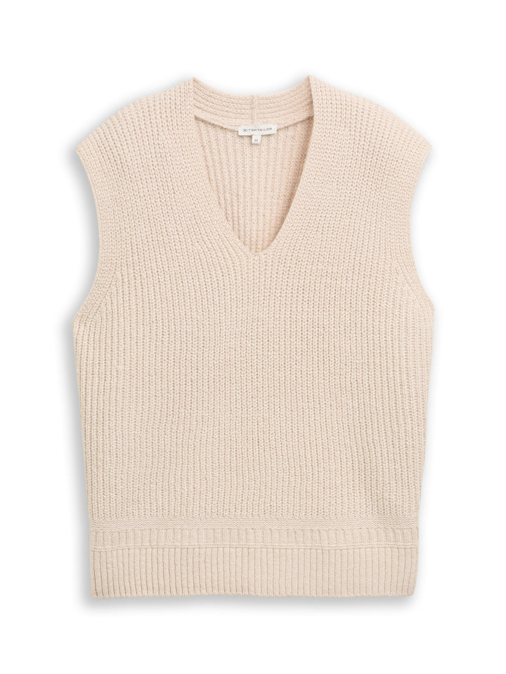 knit v-neck vest, sand stone beige melange 36844 Bild 1