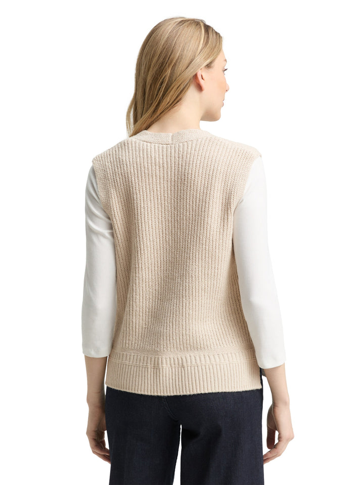 knit v-neck vest, sand stone beige melange 36844 Bild 4