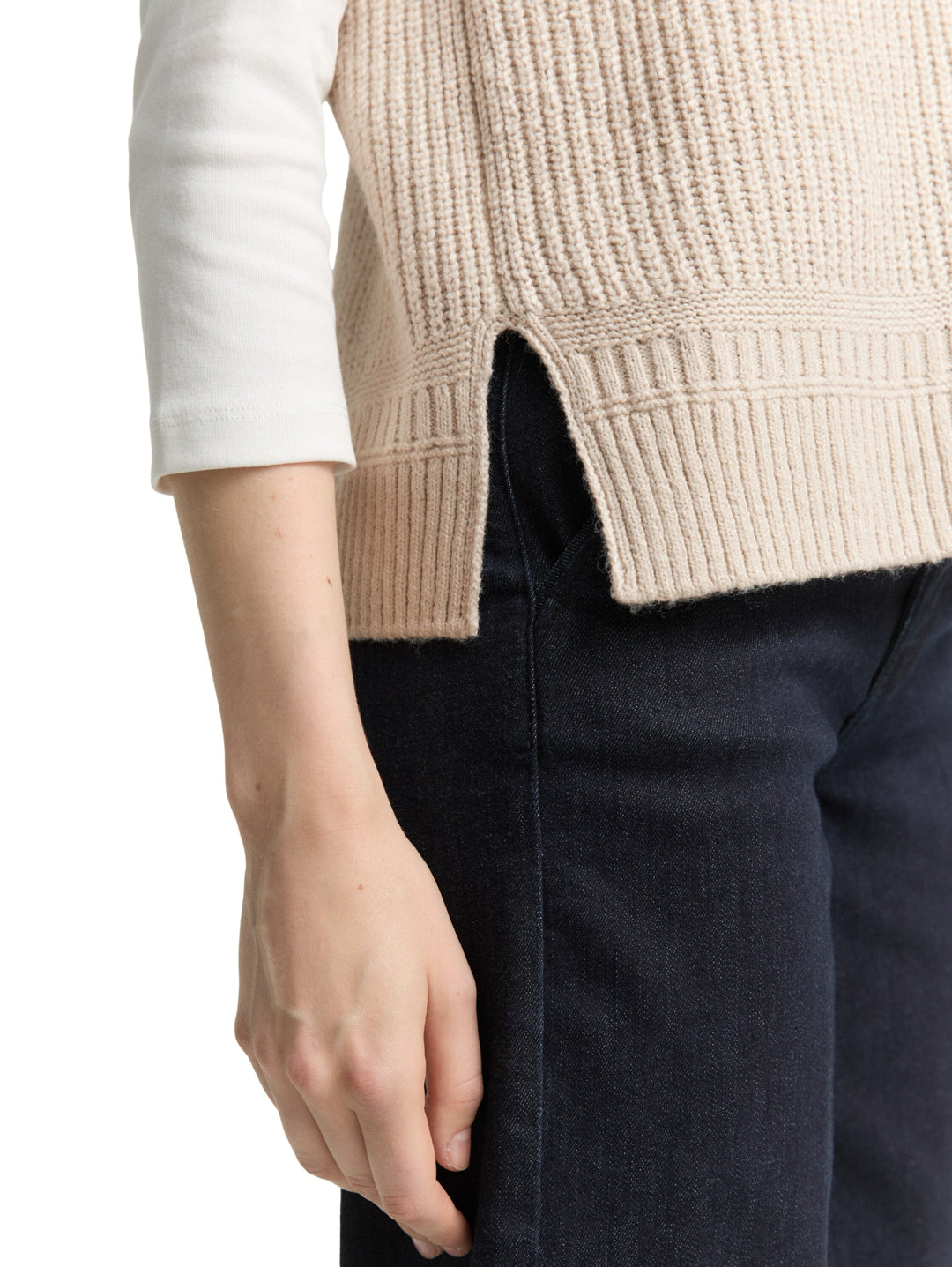 knit v-neck vest, sand stone beige melange 36844 Bild 5