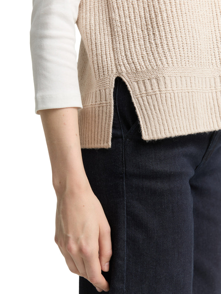 knit v-neck vest, sand stone beige melange 36844 Bild 5