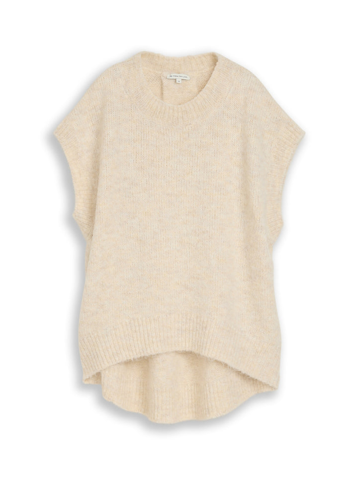knit vest with rounded hem, whisper offwhite melange 41090 Bild 1
