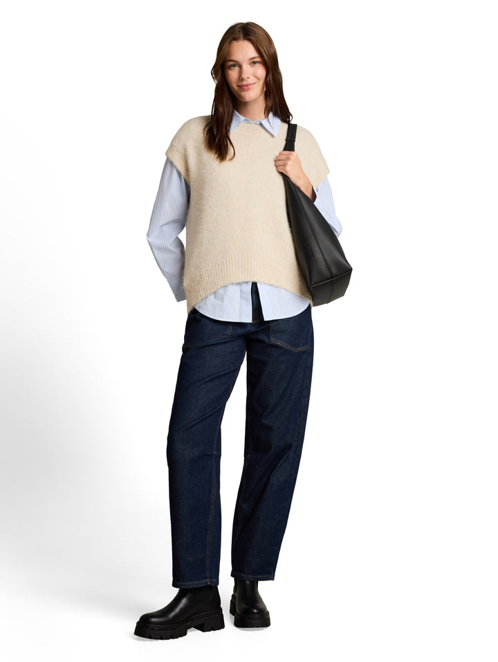 knit vest with rounded hem, whisper offwhite melange 41090 Bild 3
