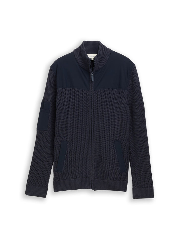 knit zip jacket with fabric mi, sky captain blue 10668 Bild 1