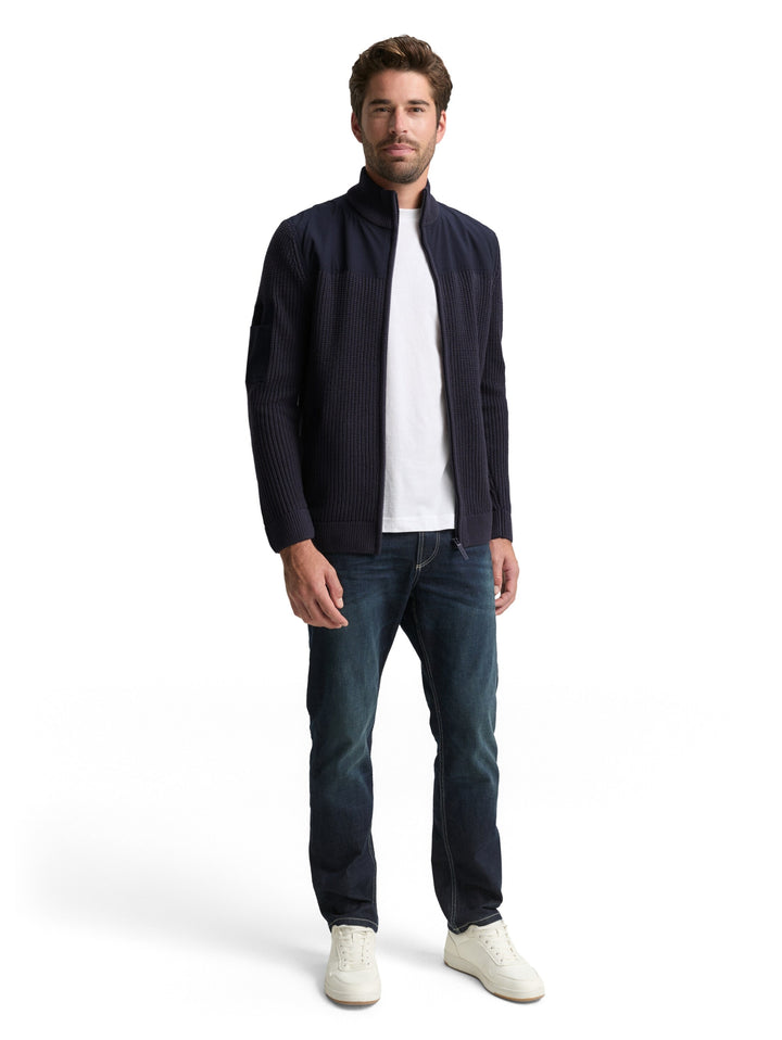 knit zip jacket with fabric mi, sky captain blue 10668 Bild 3