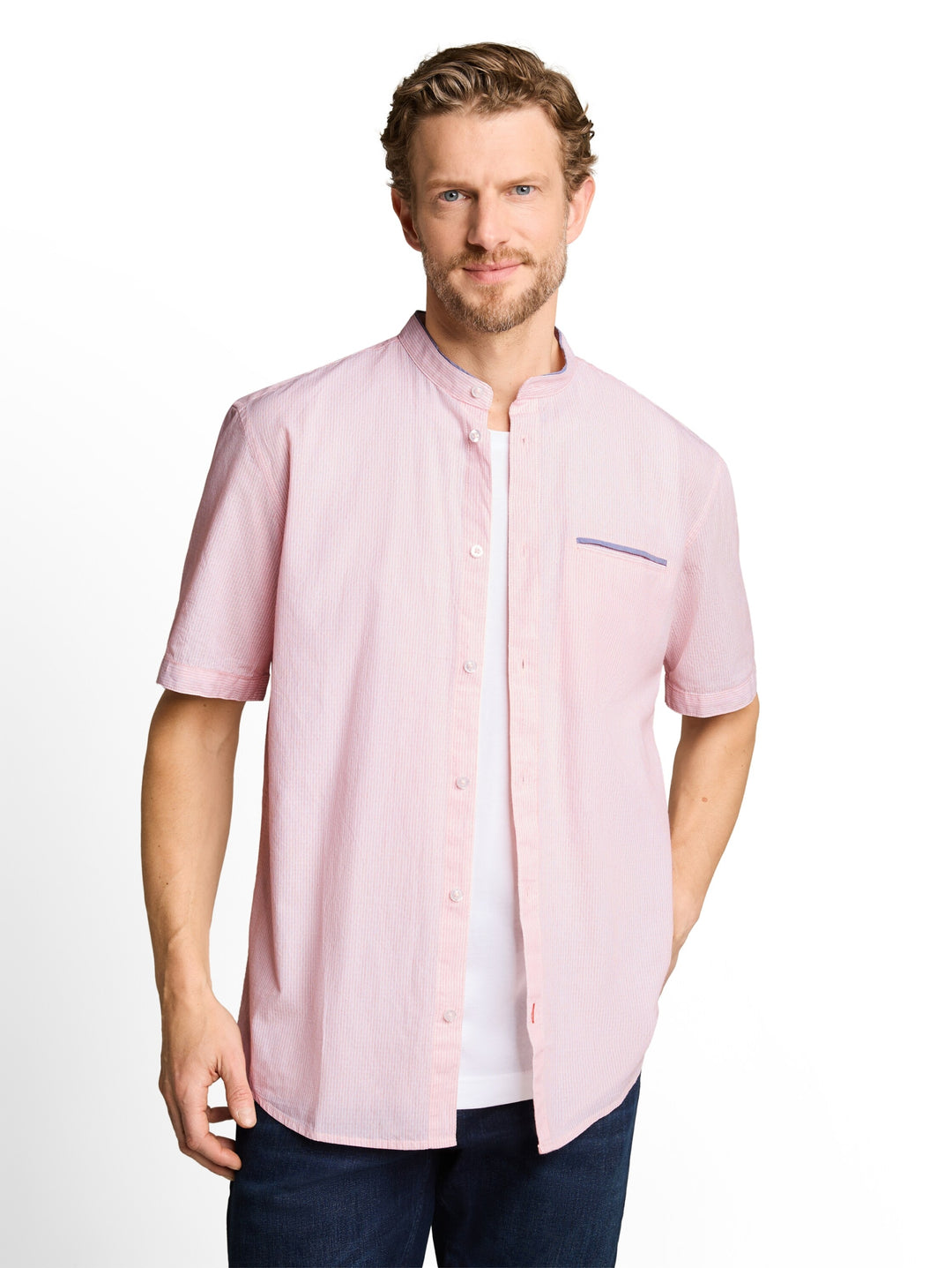 light structure shirt, red white small stripe 40196 Bild 5