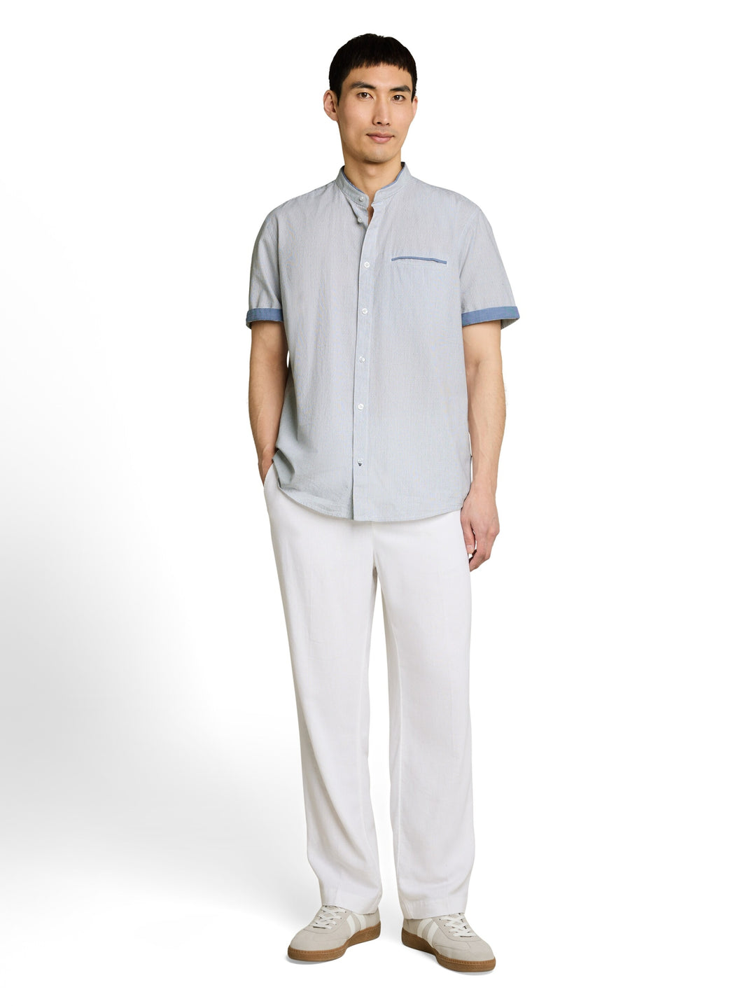 light structure shirt, white navy small stripe 40195 Bild 3