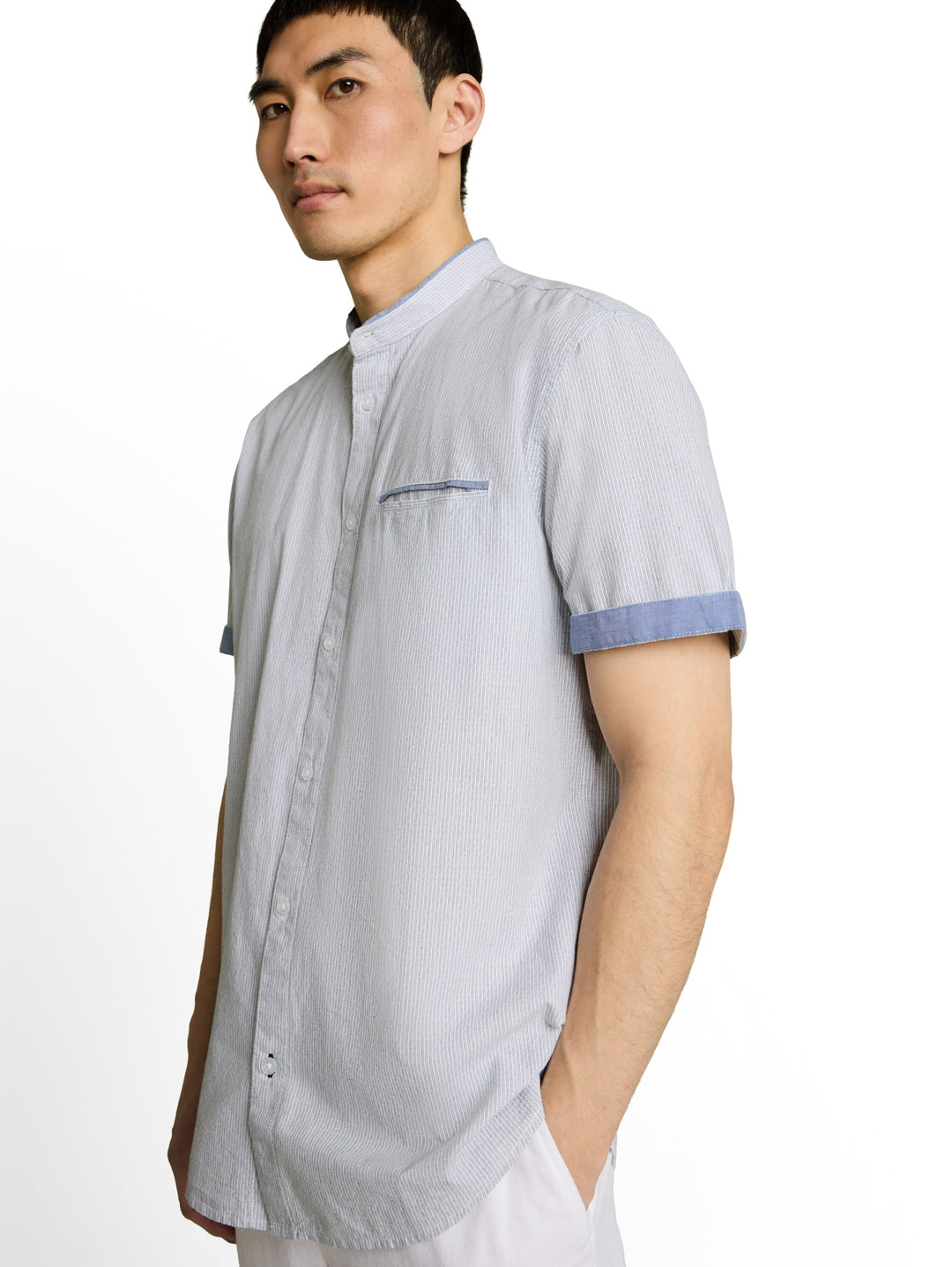 light structure shirt, white navy small stripe 40195 Bild 5