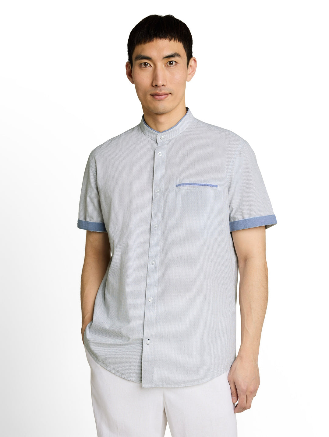 light structure shirt, white navy small stripe 40195 Bild 6