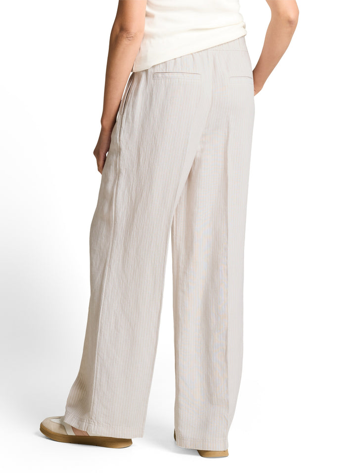 linen loose fit wide leg pants, taupe white irregular stripe 40073 Bild 6
