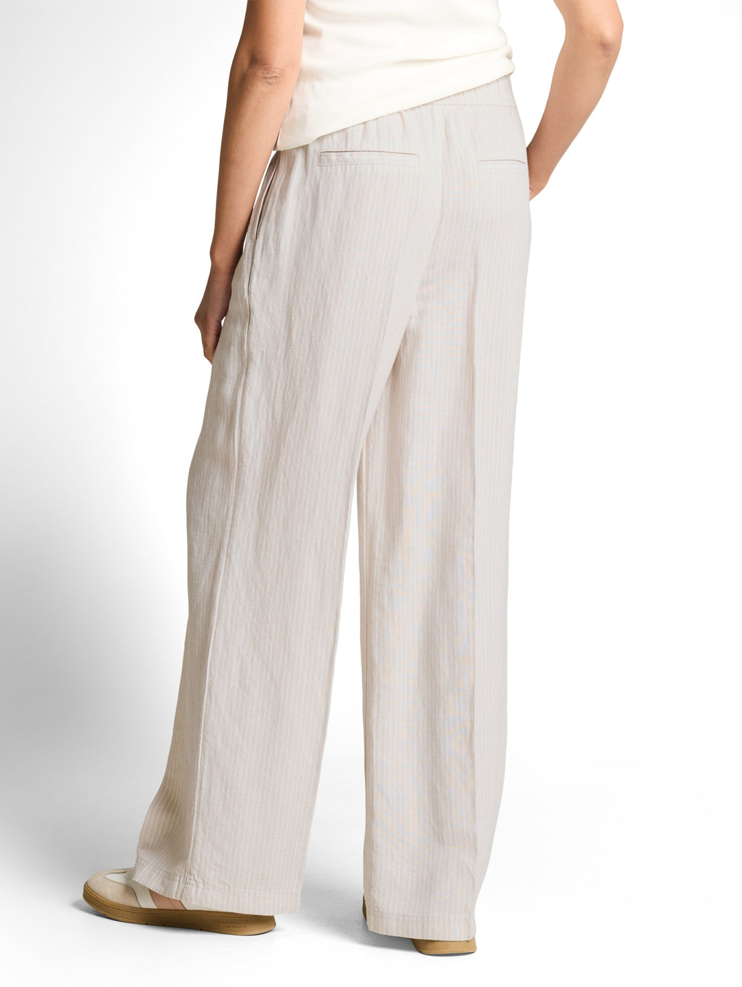 linen loose fit wide leg pants, taupe white irregular stripe 40073 Bild 6