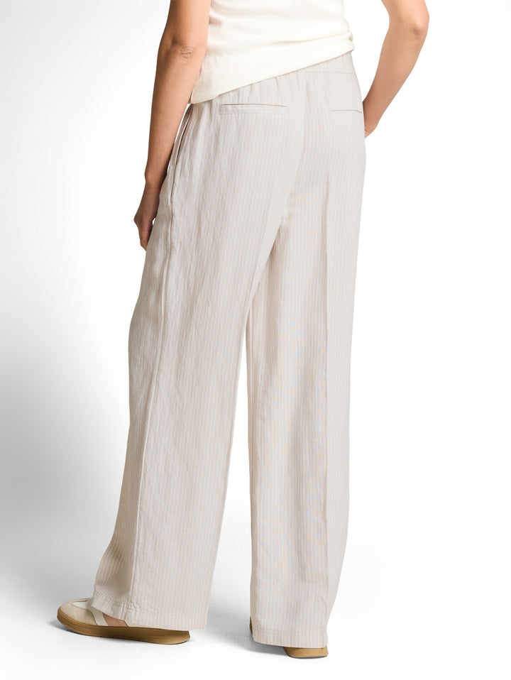 linen loose fit wide leg pants, taupe white irregular stripe 40073 Bild 6