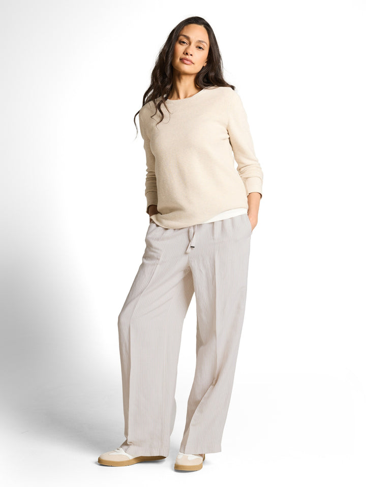 linen loose fit wide leg pants, taupe white irregular stripe 40073 Bild 8